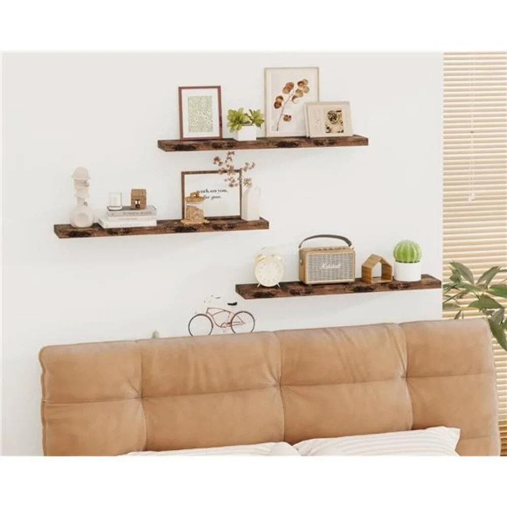 15.8in Floating Shelves, Set of 6 Wood Shelves, Farmhouse Shelf Wall Decor